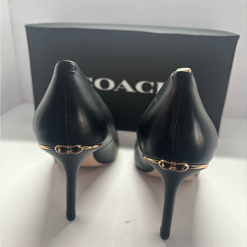 COACH Black Leather Wiley Pointed Toe Stiletto Pump - Picture 5 of 8